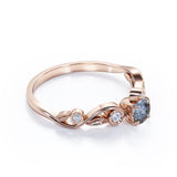 Bezel 0.75 Ct Round Salt and Pepper Diamond Engagement Ring