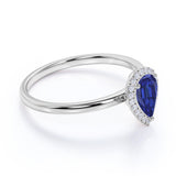 Halo 1.20 Ct Pear Cut Lab Sapphire Engagement Ring