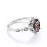 Vintage Bezel 1.25 ct Oval Black Rutilated Quartz Engagement Ring