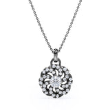 Circle of Life Prong Set 1.25 Carat Round Cut Certified Moissanite and Diamond Floating French Pave Pendant Necklace in White Gold