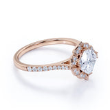 1.25 Carat Cushion Cut Moissanite Floral Engagement Ring