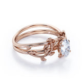 1 Carat Oval Cut Moissanite  Butterfly Style Wedding Ring Set In White Gold