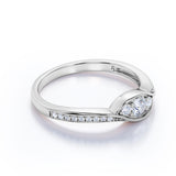 Antique Bezel Three Stone 1.25 CT TDW Round Cut Diamond Channel Set Engagement Ring