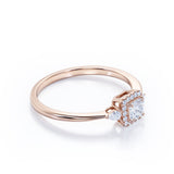 Trilogy 1 carat Asscher Cut Moissanite and Diamond Engagement Ring, Birthday Gift, Anniversary - in White Gold