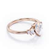 Fashionable 7 Stones 0.6 carat Pear Moonstone and Diamond Engagement Ring in White Gold