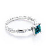 Minimal 4 Claws 1.25 Carat Princess Cut Lab Created Alexandrite And Diamond Infinity Engagement Ring In White Gold