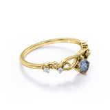 Solitaire 0.60 Carat Round Cut Druzy Black Rutilated Quartz and Diamond Twist Filigree Engagement Ring - Promise Ring