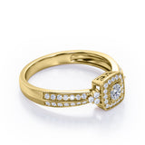 Double Pave Channel 1.5 Carat Round-Shaped Moissanite and diamond Halo Cluster Engagement Ring in Black Gold