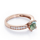 1.25 Ct Cushion Cut Moss Agate Milgrain Engagement Ring