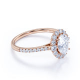1.25 Carat Oval Cut Moissanite and Diamond Engagement Ring in 10k Rose Gold Elegant Ring