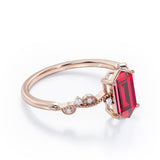 Vintage 0.50 ct Hexagon Lab-Created Ruby Engagement Ring