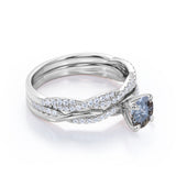 Infinity 0.65 Ct Round Cut Salt and Pepper Diamond Wedding Ring Set