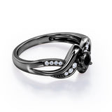 Distorted Unique Twisted Rope 0.6 carat Round Black Diamonds Promise Ring in Rose Gold