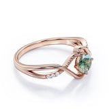 Infinity 0.6 Carat Round Moss Agate Engagement Ring