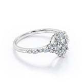 Classic 1.25 Carat Oval Cut Moissanite and Diamond Engagement Ring in 10k Rose Gold Beautiful Ring