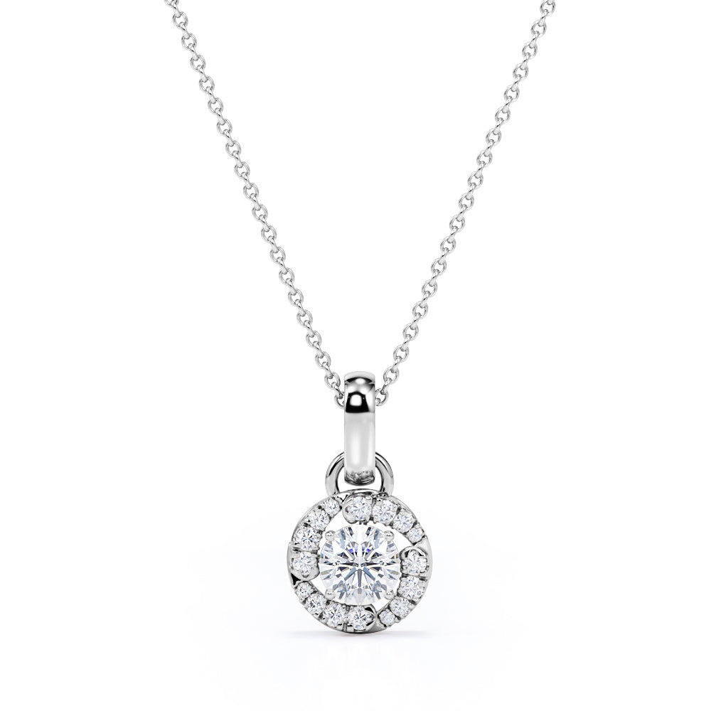 Claw Set 1.10 Carat Round Certified Moissanite and Diamond Circle of Life Floating Journey Pendant Necklace in Yellow Gold