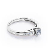 Minimalist 4-Prong Cathedral 0.35 TCW Princess Cut Diamond Mini Flush Pave Engagement Ring in 10K Rose Gold