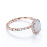 Halo 1.50 Ct Oval Cut Lab Created Opal Engagement Ring