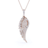 0.45 Carat Round Cut Moissanite Angel's Wing Pendant Necklace In White Gold