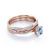 1.40 ct Round Aquamarine Twisted Wedding Ring Set