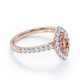 Classic Marquise 1 carat Marquise Morganite and Diamonds Engagement Ring in White Gold