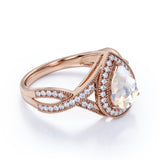 1.5 ct Teardrop Moonstone Halo Engagement Ring