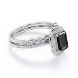 Bestselling 1.75 Carat Wedding Ring Set with Lab Black Diamond for Women in Rose Gold