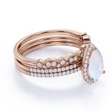 Vintage 2 Ct Pear Cut Lab Created Opal Trio Set
