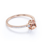 Three Stone 1 ct Pear Morganite Engagement Ring