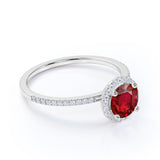 Halo 1.50 ct Round Lab-Created Ruby Pave Engagement Ring