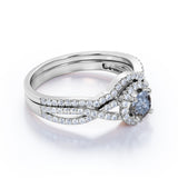 Infinity 0.85 Ct Round Salt and Pepper Diamond Wedding Ring Set