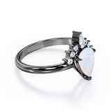1.25 Ct Pear Cut Lab Created Opal Tiara Engagement Ring