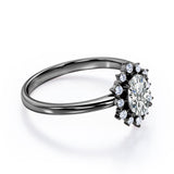 Floating Halo 0.6 carat Oval Moissanite and Diamond Engagement Ring in Rose Gold