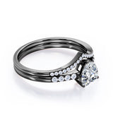 Cherished  0.7 carat Heart Moissanite and Diamond Bridal Ring Set in Rose Gold