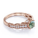 1.25 Carat Round Green Moss Agate Vintage Ring