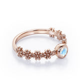 Flower Field 0.5 carat Round Moonstone Solitaire Nature-Inspired ring in White Gold