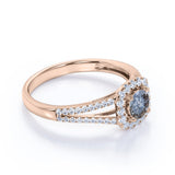 1.25 Ct Round Salt and Pepper Diamond Split Shank Engagement Ring