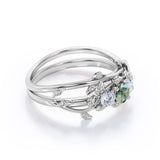Trio 0.8 Carat Round Moss Agate Vine Bridal Set