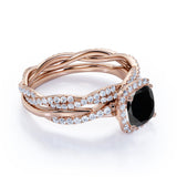 2 ct Lab Black Diamond Infinity Wedding Ring Set