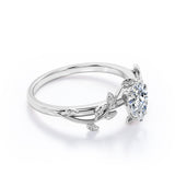 Leaf Style 1 Carat Pear Cut Moissanite Engagement Ring