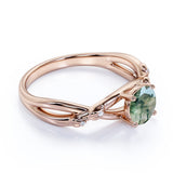 1.25 Ct Round Green Moss Agate Infinity Engagement Ring