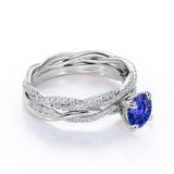 1.75 Ct Round Cut Lab Sapphire Infinity Wedding Ring Set