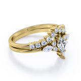 Sparkle 0.7 carat Kite Moissanite and Diamond Classic Bridal Set in Black Gold