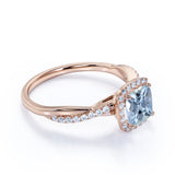 1.25 ct Cushion Aquamarine Infinity Halo Engagement Ring