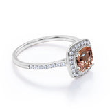 Vintage Style 1.50 Carat Cushion Cut Peach Pink Morganite Solitaire Engagement Ring in Rose Gold
