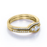 Swirl Trilogy 1.5 CT TDW Round Cut Diamond Channel Setting Wedding Set - Bridal Set