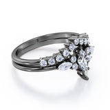 Sparkle 0.7 carat Kite Moissanite and Diamond Classic Bridal Set in Black Gold