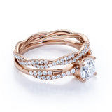 Infinity 1.5 Carat Round Cut Moissanite Wedding Ring Set