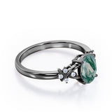 Luxurious Clover Lucky Leaf 0.5 carat Oval Moss Green Agate and Diamond Engagement Ring in Rose Gold