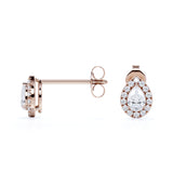 Solitaire Bezel Set 1.10 Carat Pear Cut Certified Moissanite and Diamond Micro Pave Studs - Earrings in White Gold for Women